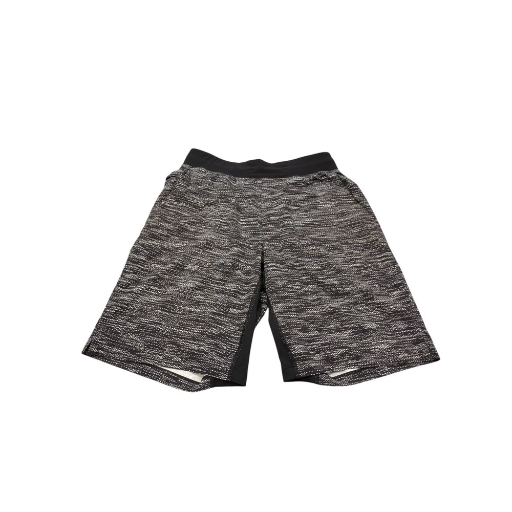 Lululemon Mens Space Dye Athletic Shorts Black White Medium 9 Inch Inseam - Picture 2 of 8